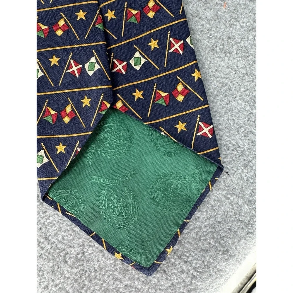 Tommy‎ Hilfiger Nautical Flags 100% Silk Necktie Navy Blue Sailing Maritime Tie